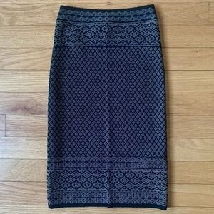 BCBGMaxAzaria Black and White Diamond Stretch Pencil Skirt XXS